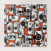 filmcamera's, naadloos patroon. legpuzzel (Horizontaal)