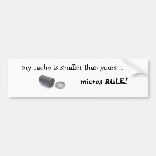 FilmCanister, mijn cache is kleiner dan die van jo Bumpersticker (Voorkant)