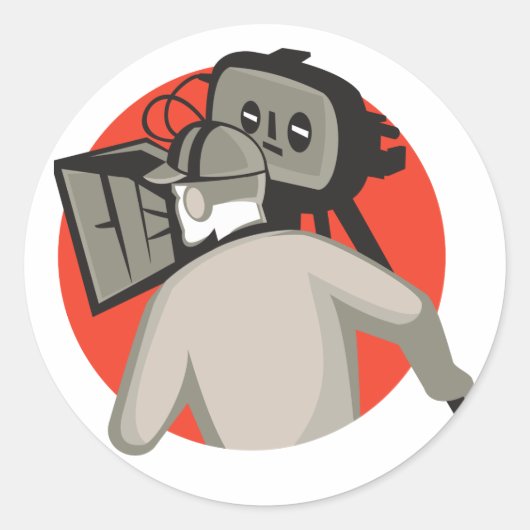 filmcrew cameraman filmcamera ronde sticker (Voorkant)