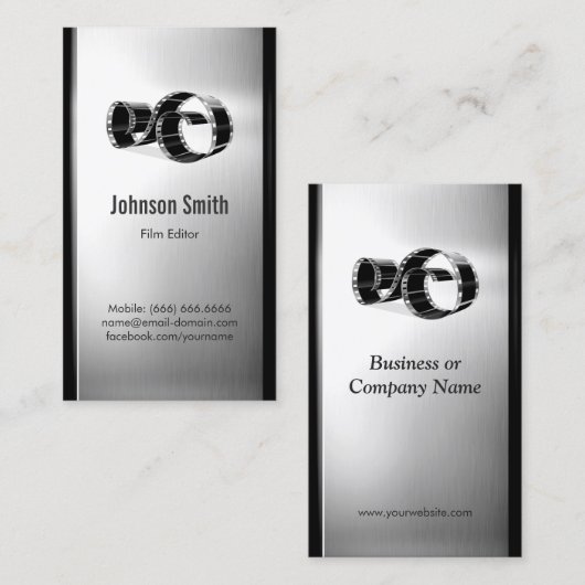 Filmeditor - Roestvrij stalen metalen in penselen Visitekaartje (Voorkant / Achterkant)