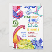 Filmfebroekfeest met kleurrijke dinosaurussen kaart (Voorkant)