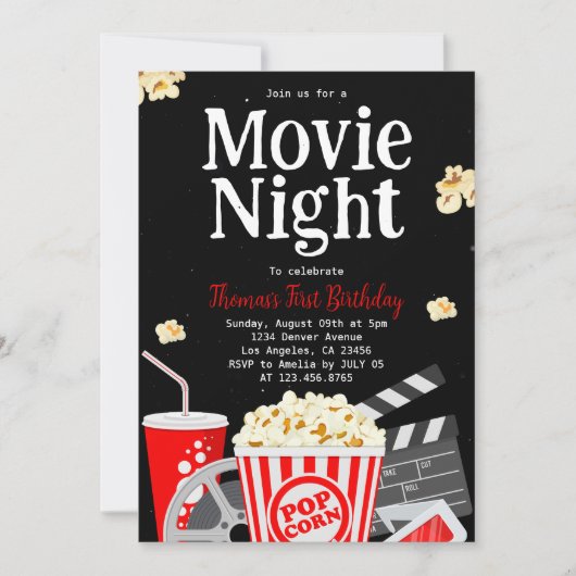 filmfeest | Movie Night Verjaardag Kaart (Voorkant)