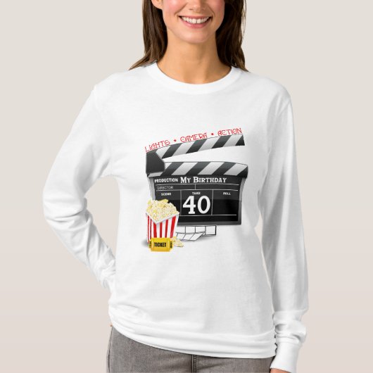 Filmfeest op 40e verjaardag t-shirt (Voorkant)