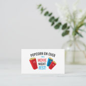 Filmfeest Popcorn Box Birthday Party Ticket Informatiekaartje (Staand voorkant)