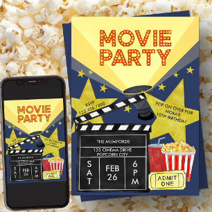 Filmfeest Popcorn Klapperbord Bioscoop Verjaardag Kaart