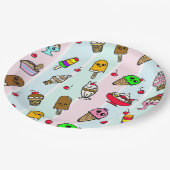 Filmfeest van Cartoon Ice Cream Girl Papieren Bordje (Gekanteld)