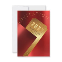 Filmfestival Ticket Metal Red Ruby Gold