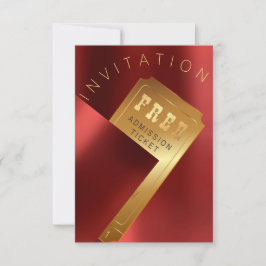 Filmfestival Ticket Metal Red Ruby Gold Kaart