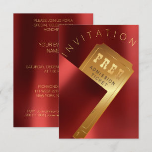Filmfestival Ticket Metal Red Ruby Gold Kaart