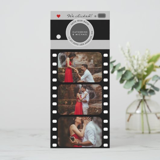 Filmfilm Reel Couple Foto zwart Save The Date (Staand voorkant)