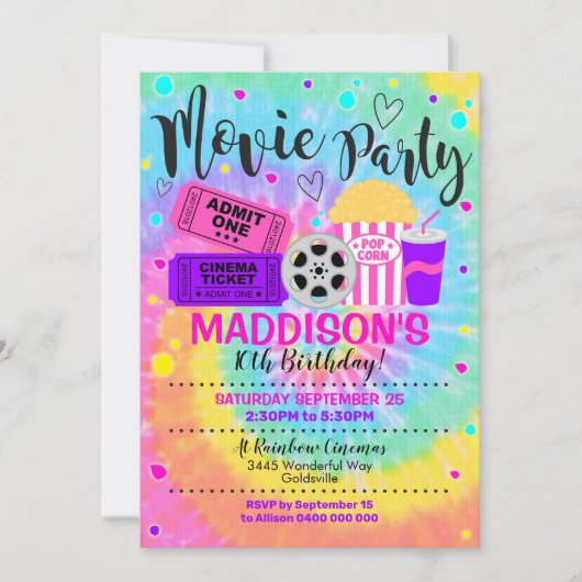 Filmfilmfilmfilmpartij uitnodigen kaart (Voorkant)