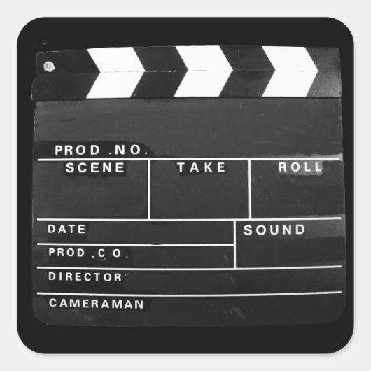 filmfilmmakers Clapper board-ontwerp Vierkante Sticker (Voorkant)