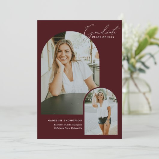 Filmfoto van Bourgogne Afstuderen met flitsscript Aankondiging (Staand voorkant)