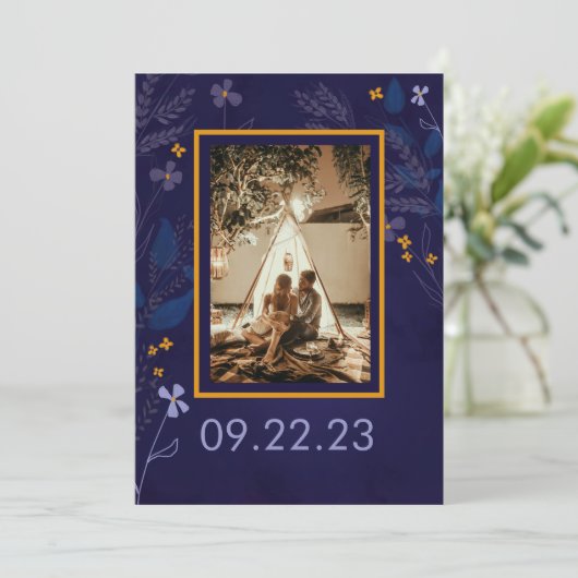 Filmfoto van flesjes Tuinfoto bruiloft Save The Date (Staand voorkant)