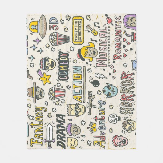Filmgenres: TV-Shows Doodle Set Fleece Deken (Voorkant)