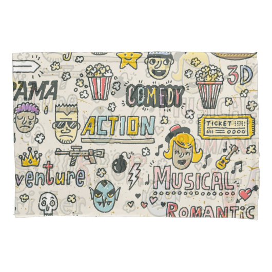 Filmgenres: TV-Shows Doodle Set Kussensloop (Voorkant)