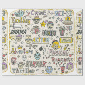 Filmgenres. TV-Shows, Serie Funny Doodle vintag Cadeaupapier (Vlak)