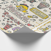 Filmgenres. TV-Shows, Serie Funny Doodle vintag Cadeaupapier (Hoek)