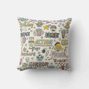 Filmgenres. TV-Shows, Serie Funny Doodle vintag Kussen