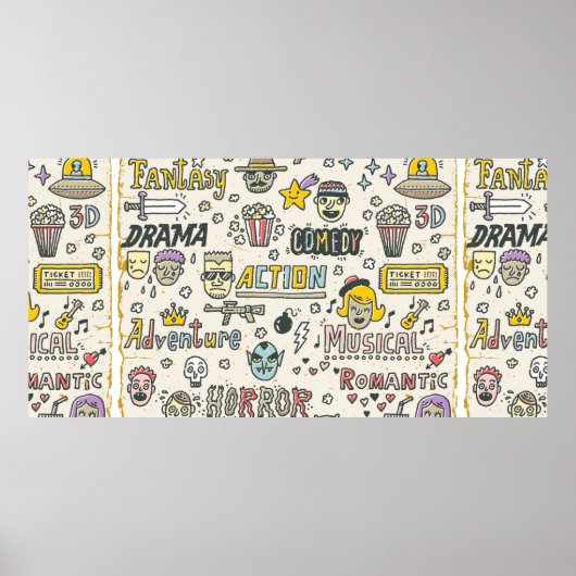 Filmgenres. TV-Shows, Serie Funny Doodle vintag Poster (Voorkant)