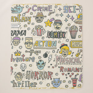 Filmgenres. TV-Shows, Serie Funny Doodle vintag Sherpa Deken