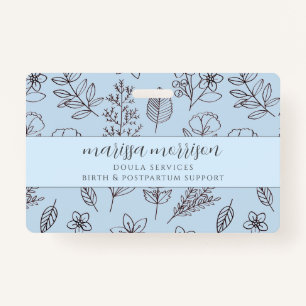 Filmhandtekeningen van Floral Script Blue Doula Badge