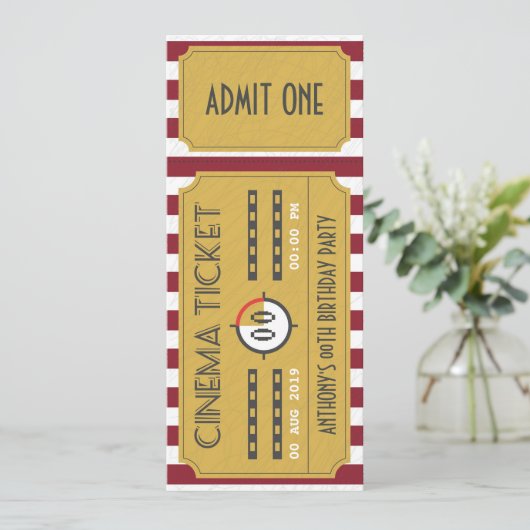 Filmkaartje Birthday Party voegt foto-uitnodiging  Kaart (Staand voorkant)