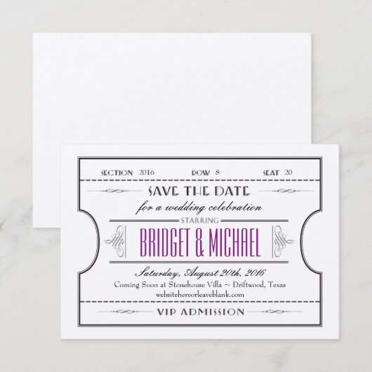  filmkaartje bruiloft Save the date (Voorkant / Achterkant)