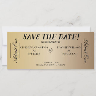 Filmkaartje Save the Date Aankondiging (Goud)