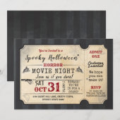 Filmkaartje voor Halloween Party Horror Kaart (Voorkant / Achterkant)