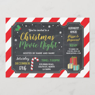 Filmkaartje voor kerstfeestjes kaart