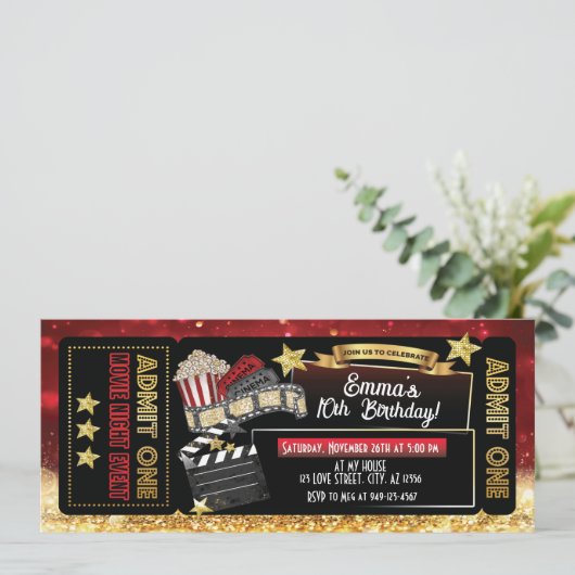 Filmkaartje voor rood en goud kaart (Staand voorkant)