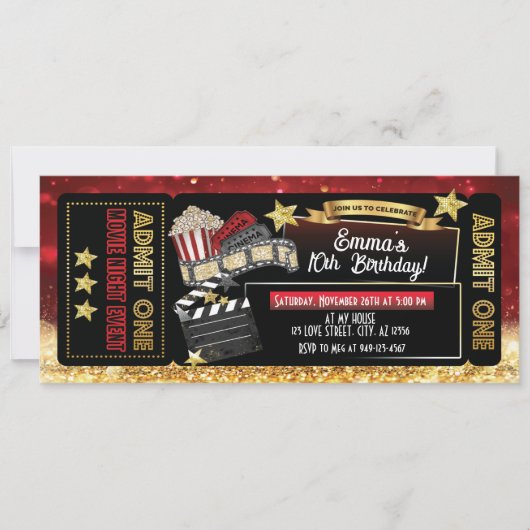 Filmkaartje voor rood en goud kaart (Voorkant)