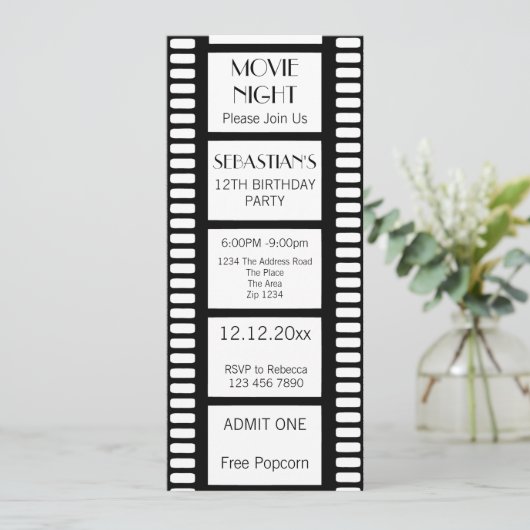 Filmkaartje voor 's nachts toelating kaart (Staand voorkant)