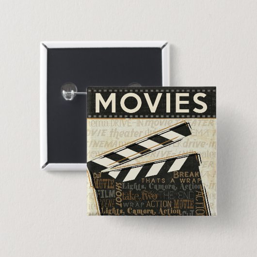  filmklapper vierkante button 5,1 cm (Voorkant /achterkant)