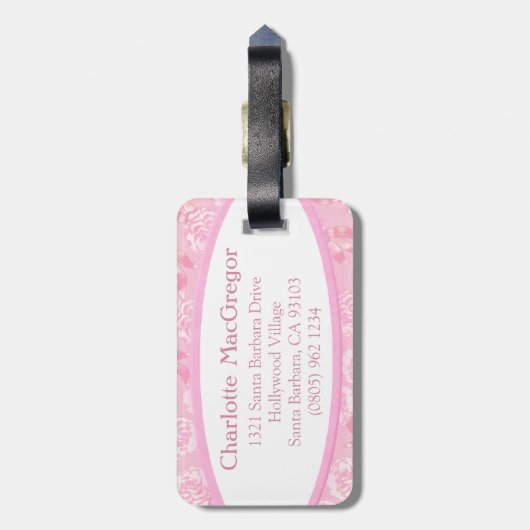 Filmkleurig roze witte bagagelabel (Achterkant verticaal)