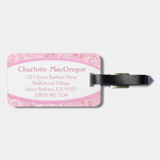 Filmkleurig roze witte bagagelabel (Achterkant horizontaal)