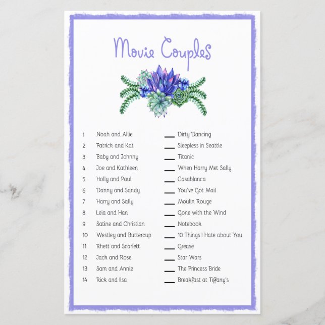 Filmkoppel Succulent Matching Game (Voorkant)