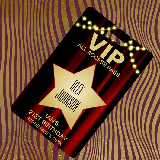 Filmlichten Gouden Ster Hollywood VIP-pas Badge