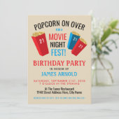 Filmliefest, Popcorn Box Birthday Party Kaart (Staand voorkant)