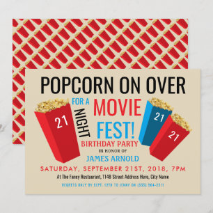 Filmliefest, Popcorn Box Birthday Party Kaart