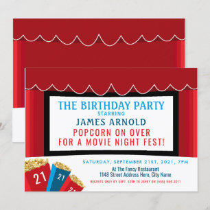 Filmliefest, Popcorn cinema Birthday Party Kaart