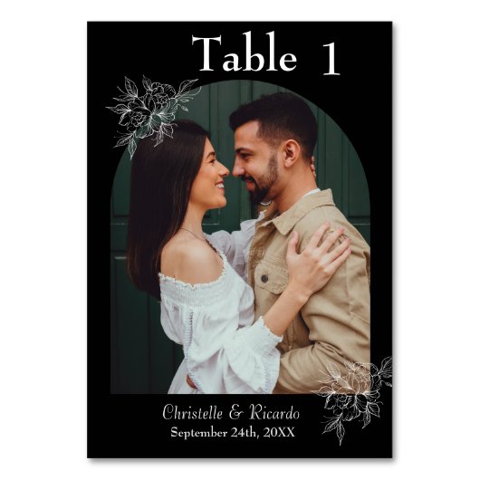 Filmlijstnummer witte zwarte bruiloft kaart (Achterkant)