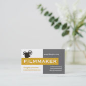Filmmaker grijs, oogstend visitekaartje (Staand voorkant)