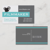 Filmmaker grijs, wit, met waterige ogen verkennend visitekaartje (Voorkant / Achterkant)