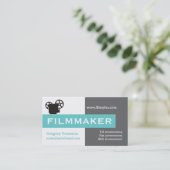 Filmmaker grijs, wit, met waterige ogen verkennend visitekaartje (Staand voorkant)