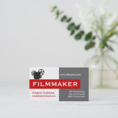 Filmmaker grijs, wit, rood in het oog vallend visitekaartje (Staand voorkant)