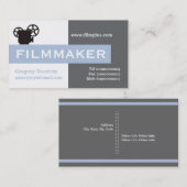 Filmmaker grijs, wit, stalen blauw oogstend visitekaartje (Voorkant / Achterkant)
