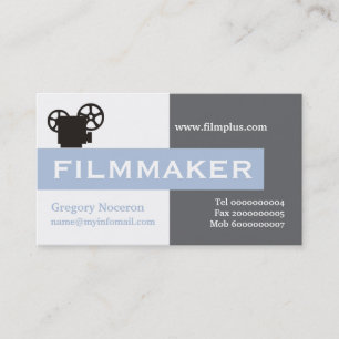 Filmmaker grijs, wit, stalen blauw oogstend visitekaartje