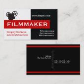 Filmmaker zwart, wit, rood in het oog vallend visitekaartje (Voorkant / Achterkant)